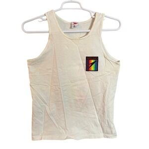 Vintage Speedo Rainbow Logo Tank Top White M-M Athletic Sporty Sleeveless